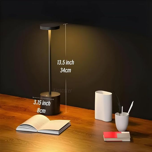 Modern Black Rechargeable Table Lamp with 3 Color Light Modes