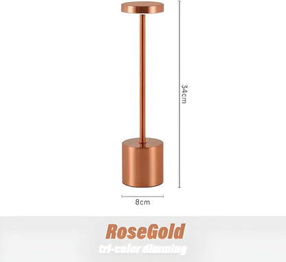 2 Pack Modern Rose Gold Rechargeable Table Lamp with 3 Color Light Modes