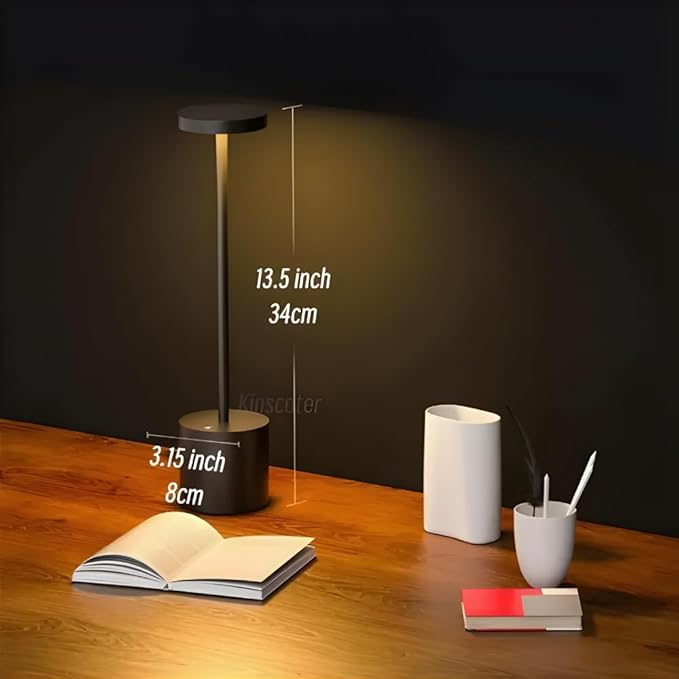 Modern Black Rechargeable Table Lamp with 3 Color Light Modes