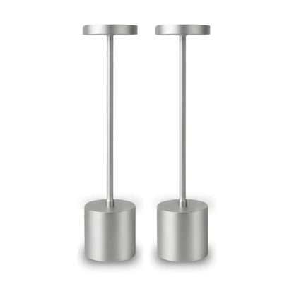 2 Pack Modern Sliver Rechargeable Table Lamp with 3 Color Light Modes