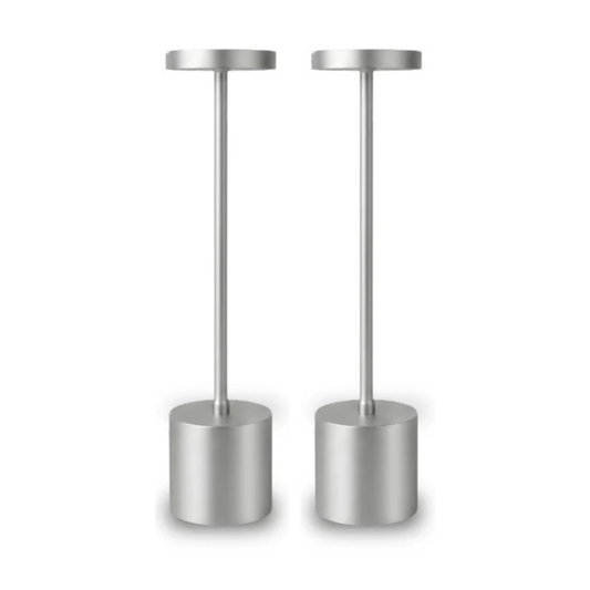 2 Pack Modern Sliver Rechargeable Table Lamp with 3 Color Light Modes