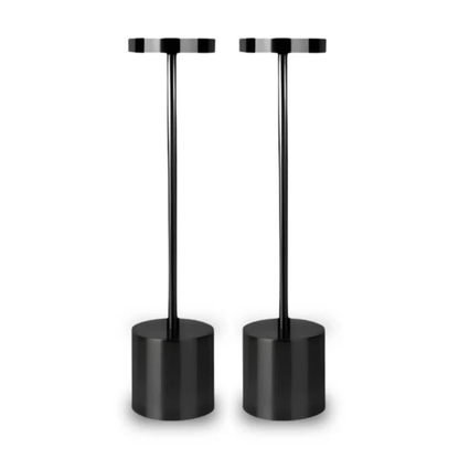 2 Pack Modern Black Rechargeable Table Lamp with 3 Color Light Modes