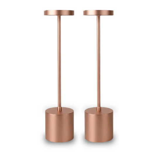 2 Pack Modern Rose Gold Rechargeable Table Lamp with 3 Color Light Modes